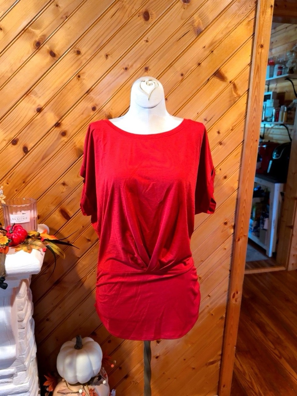 Cato Rust Red Orange Twist Front Ruched Dolman Top Medium Fall